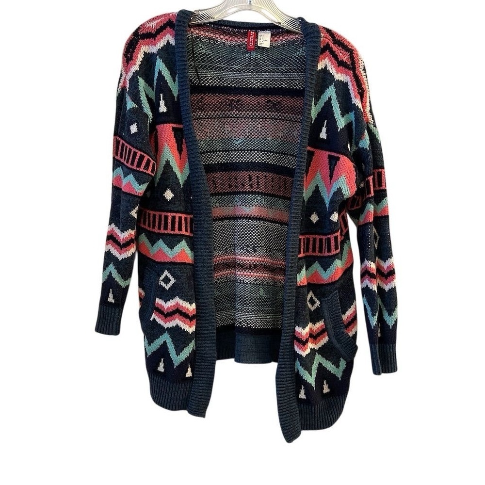 Divided by H&M Women's Aztec Knit‎ Cardigan Sweater Size 4 Multicolor